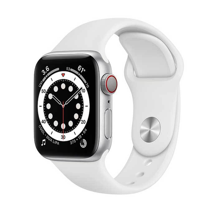 Apple Watch Series 6 Silver Aluminum, White Sport, LTE 40mm