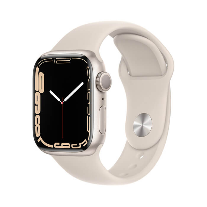 Apple Watch Series 7 41mm (GPS) Viền nhôm trắng, dây cao su trắng