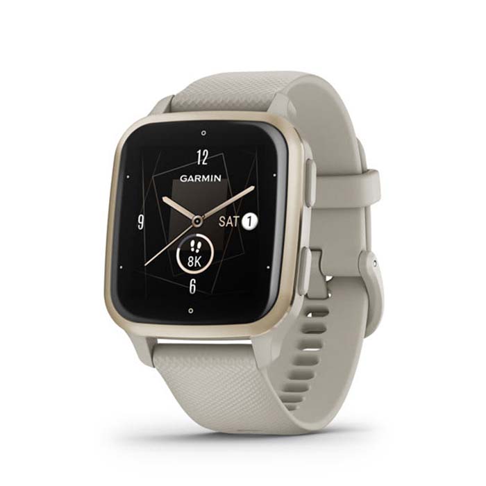 Garmin Venu SQ 2 Music - Cream Gold Aluminum Bezel with French Gray Case and Silicone Band