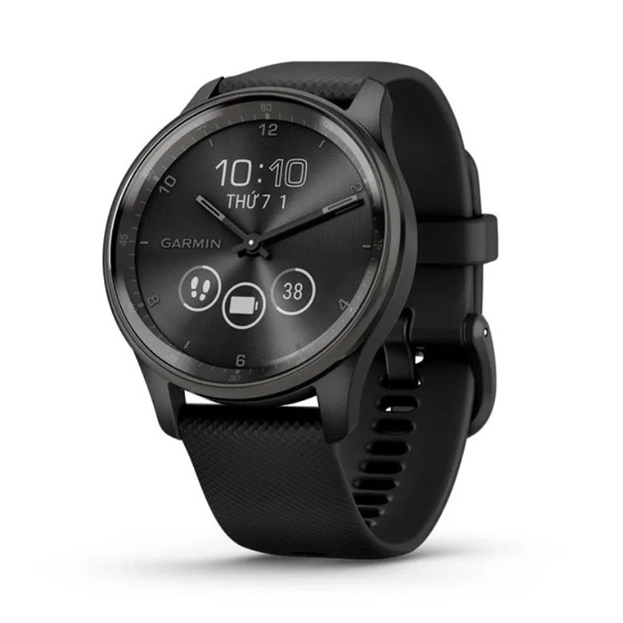 Garmin Vivomove Trend - Stainless Steel Bezel with Black Case and Silicone Band