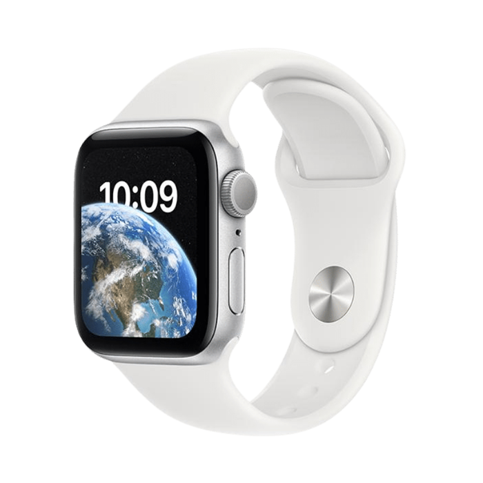 Apple Watch SE 2022 44mm LTE viền nhôm bạc, dây cao su trắng