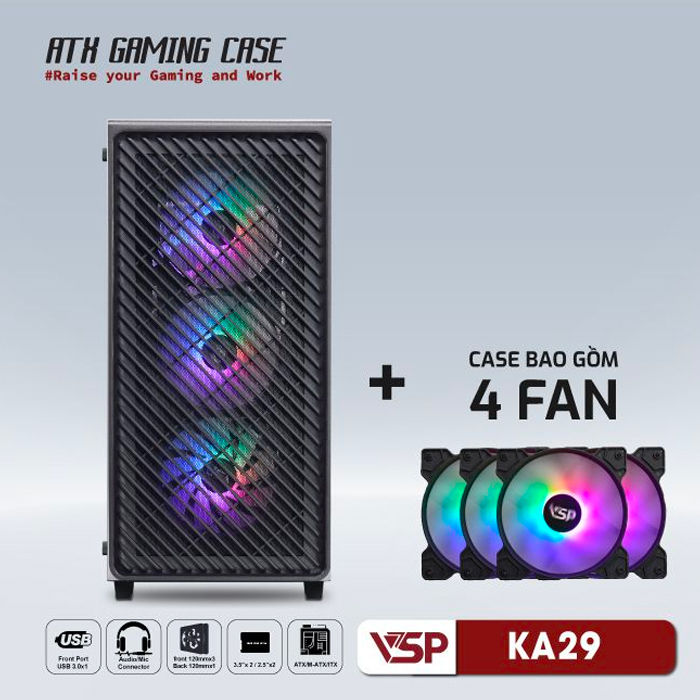 Case Gaming VSP KA-29 - 3 Fan - Black